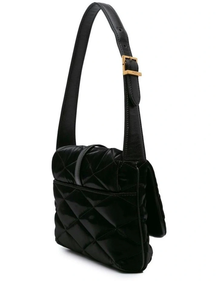 Quilted Satin Shoulder Bag with Adjustable Strap and Magnetic Closure Pre-Loved image 2