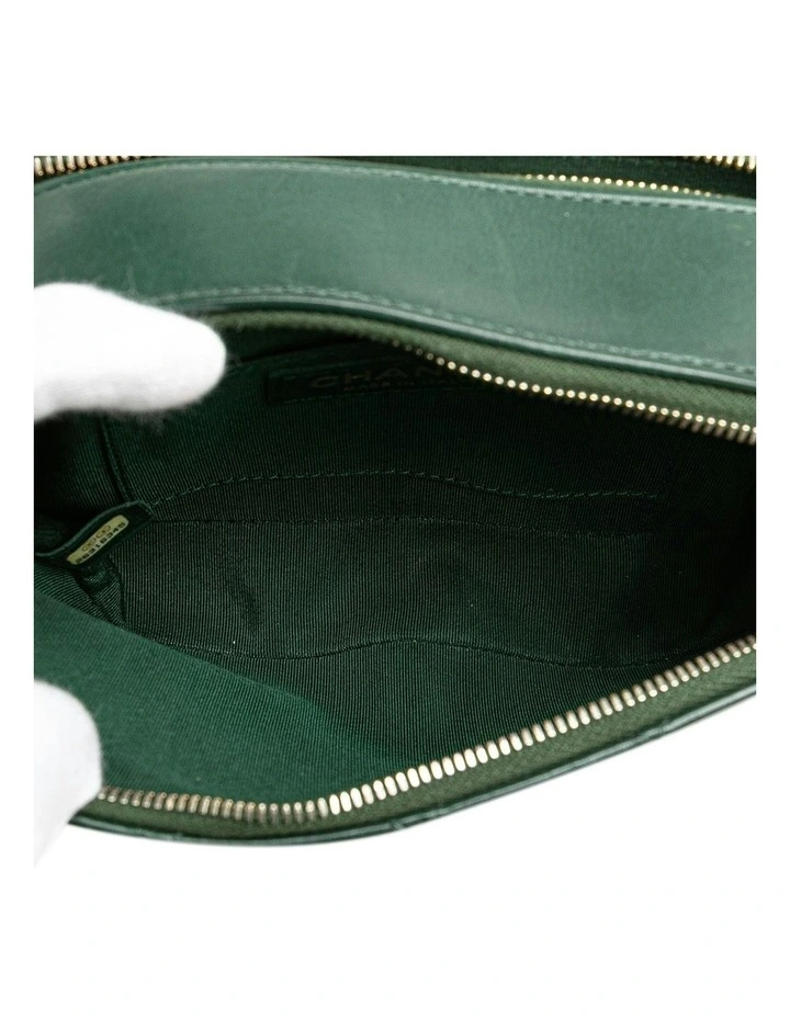 Stitched Calfskin and Grosgrain Button Up Double Zip Camera Bag with Chain Strap Pre-Loved image 5