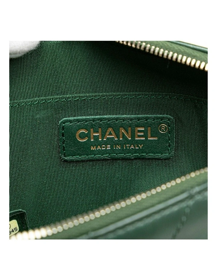 Stitched Calfskin and Grosgrain Button Up Double Zip Camera Bag with Chain Strap Pre-Loved image 6