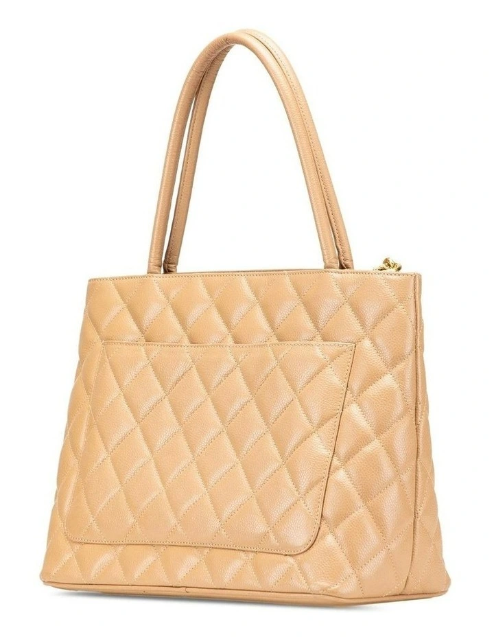 Elegant Quilted Top Handle Bag with Charm Stylish Fashion Accessory Pre-Loved image 2