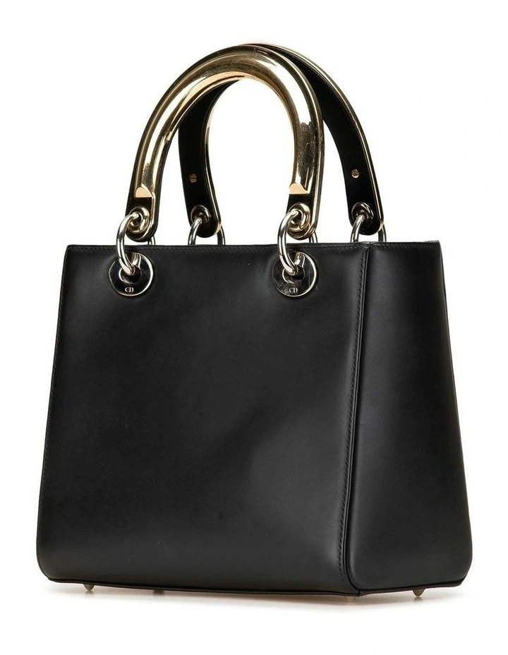 Medium Calfskin Patch Embellished Leather Handbag with Detachable Strap Pre-Loved image 2