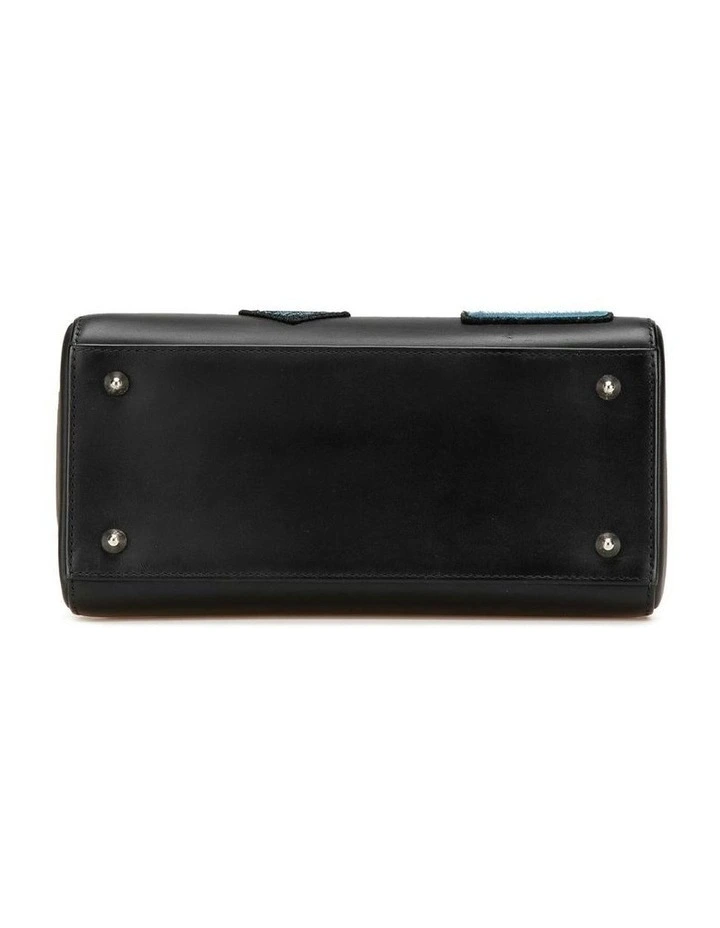 Medium Calfskin Patch Embellished Leather Handbag with Detachable Strap Pre-Loved image 3