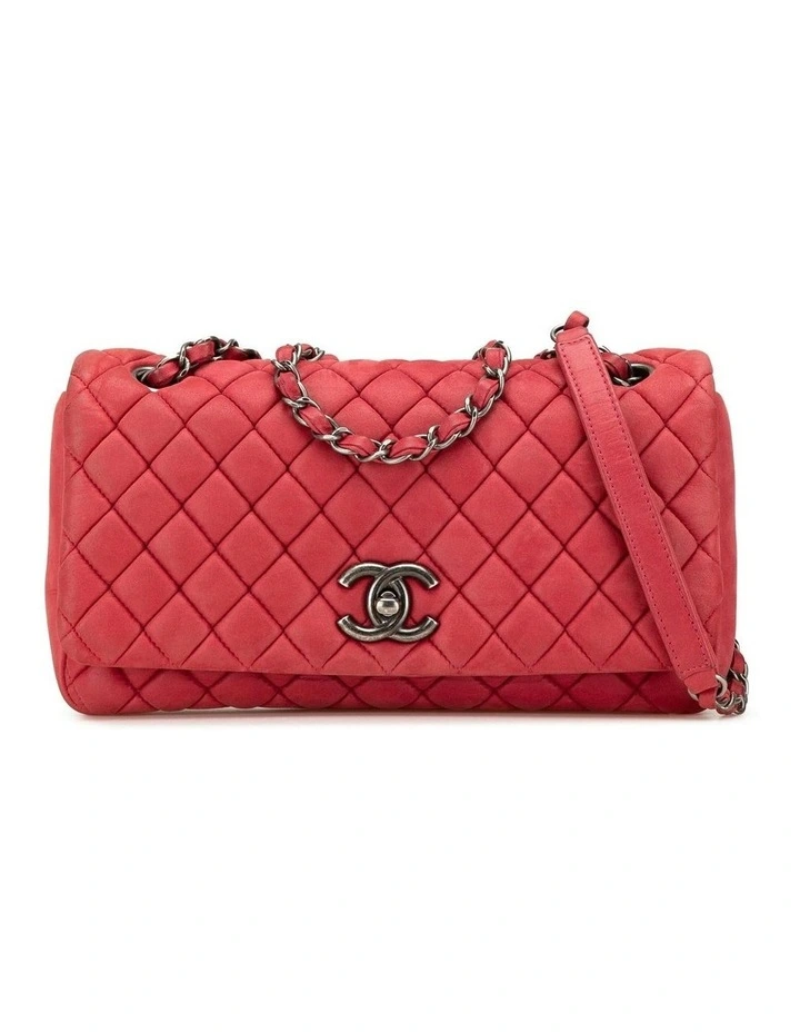 Quilted Leather Bubble Flap Shoulder Bag with Chain Strap Pre-Loved image 1