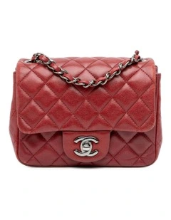 Mini Square Classic Lambskin Single Flap Bag with Chain Strap Pre-Loved