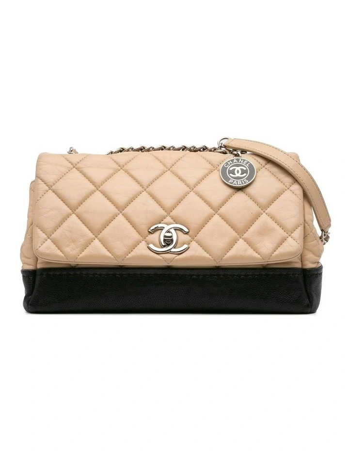 Quilted Calfskin and Caviar Leather Crossbody Bag with Chain Straps Pre-Loved image 1