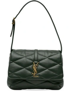 Quilted Lambskin Diamond Shoulder Bag with Adjustable Strap and Magnetic Snap Closure Pre-Loved