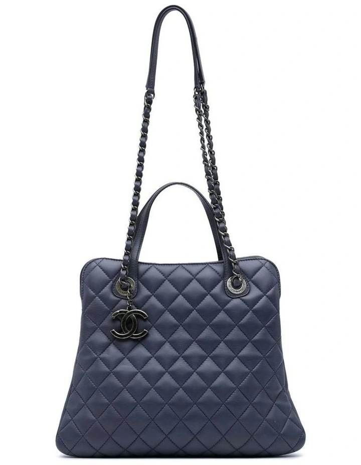 Quilted Lambskin Leather Tote with Chain Straps and Multiple Compartments Pre-Loved image 1