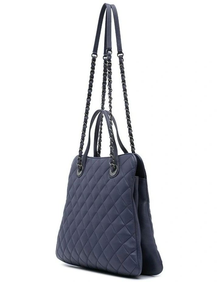 Quilted Lambskin Leather Tote with Chain Straps and Multiple Compartments Pre-Loved image 2