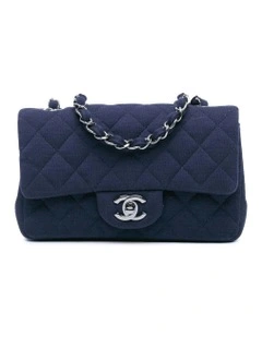 Mini Rectangular Classic Jersey Flap Bag with Chain Strap Pre-Loved