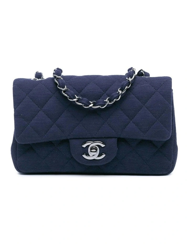 Mini Rectangular Classic Jersey Flap Bag with Chain Strap Pre-Loved image 1