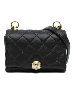 Quilted Calfskin Pearl Accordion Flap Bag with Chain Strap and CC Turn Lock Pre-Loved