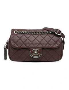 Quilted Calfskin Crossbody Bag with Chain Strap and Zip Closure Pre-Loved
