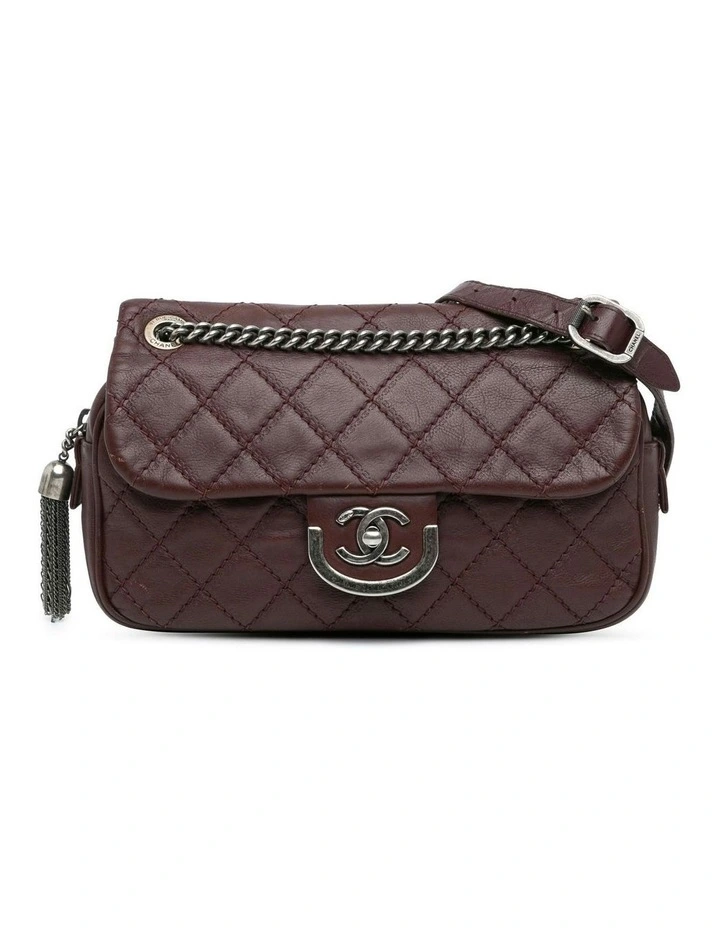 Quilted Calfskin Crossbody Bag with Chain Strap and Zip Closure Pre-Loved image 1