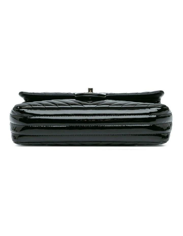 Medium Chevron Patent Double Flap Shoulder Bag with Quilted Leather and Chain Straps Pre-Loved image 3