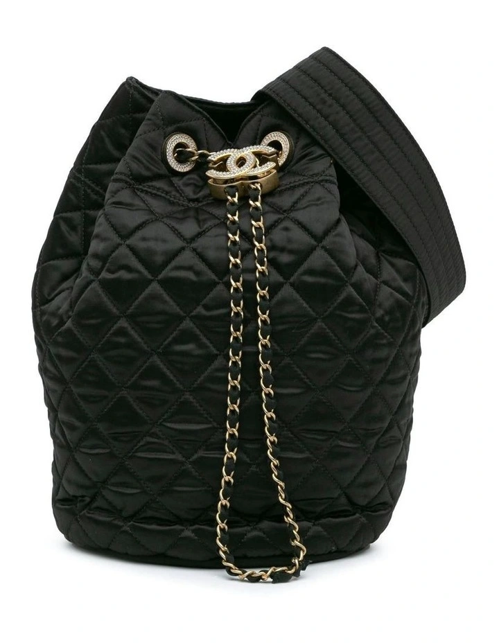 Quilted Nylon Crystal CC Drawstring Sling Bag with Adjustable Strap Pre-Loved image 1