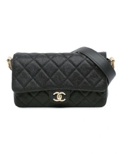 Quilted Caviar Leather Single Flap Shoulder Bag Pre-Loved