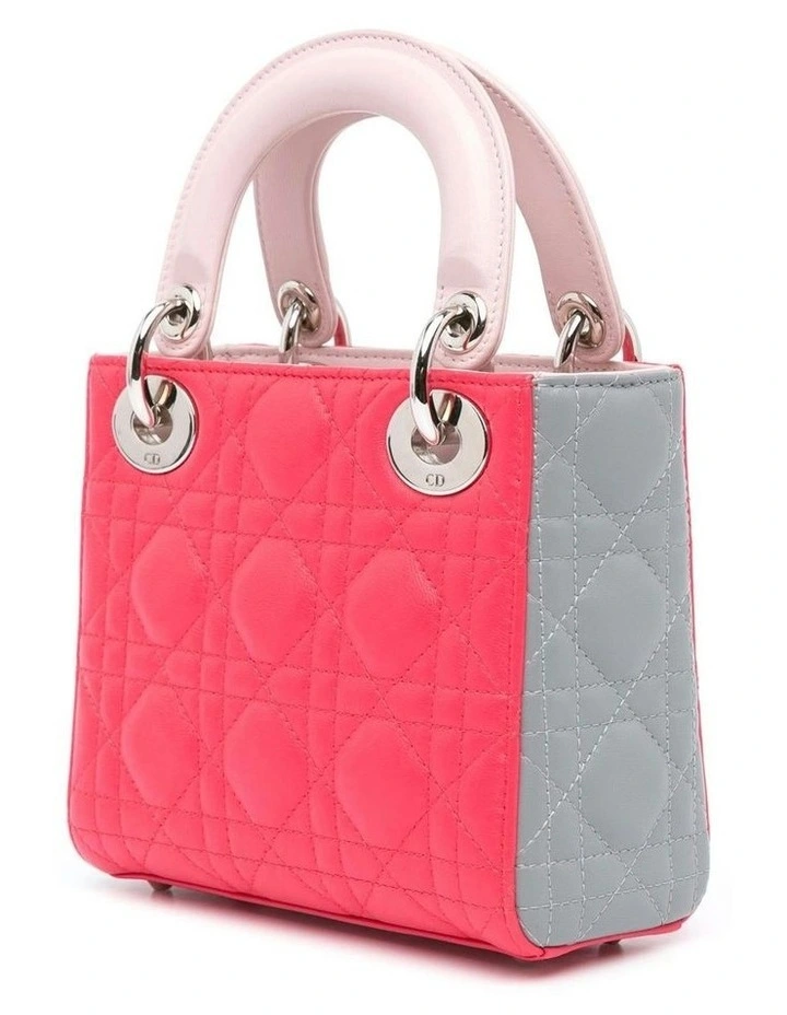 Mini Tricolor Lambskin Cannage Quilted Leather Bag with Detachable Strap Pre-Loved image 2