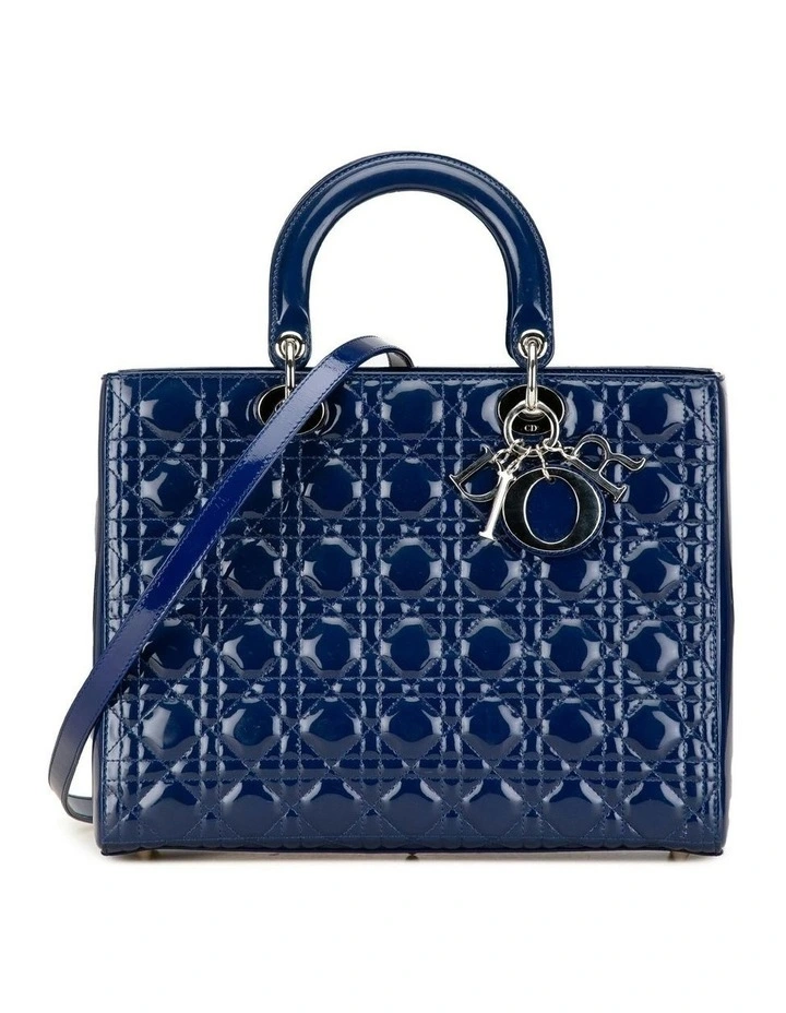 Large Patent Cannage Leather Handbag with Detachable Strap Pre-Loved image 1