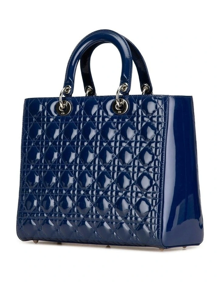 Large Patent Cannage Leather Handbag with Detachable Strap Pre-Loved image 2