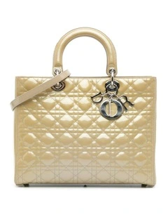 Large Patent Cannage Leather Bag with Detachable Strap Pre-Loved