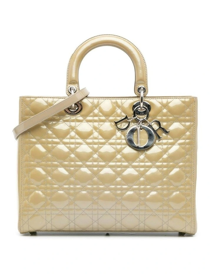 Large Patent Cannage Leather Bag with Detachable Strap Pre-Loved image 1