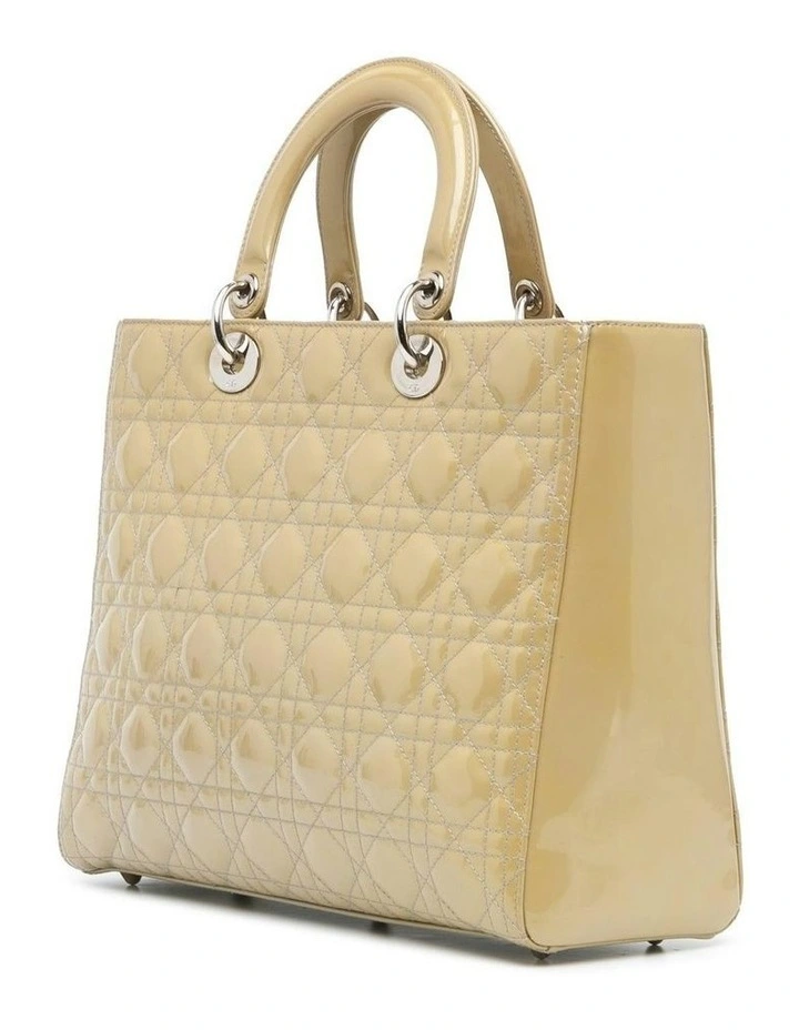 Large Patent Cannage Leather Bag with Detachable Strap Pre-Loved image 2