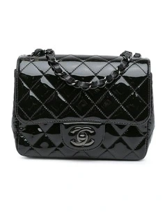 Mini Square Classic Patent Leather Flap Bag with Chain Strap Pre-Loved