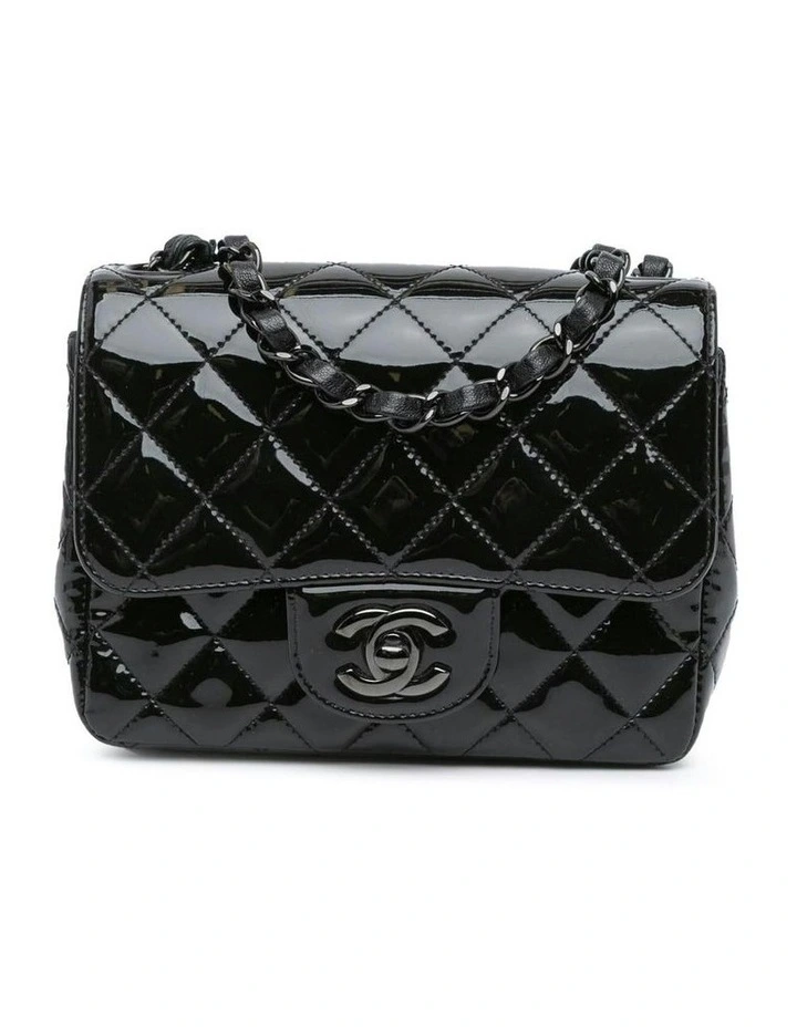 Mini Square Classic Patent Leather Flap Bag with Chain Strap Pre-Loved image 1