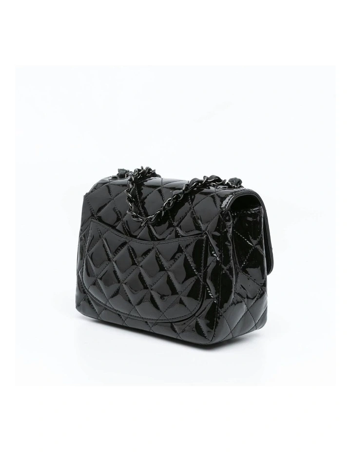 Mini Square Classic Patent Leather Flap Bag with Chain Strap Pre-Loved image 2