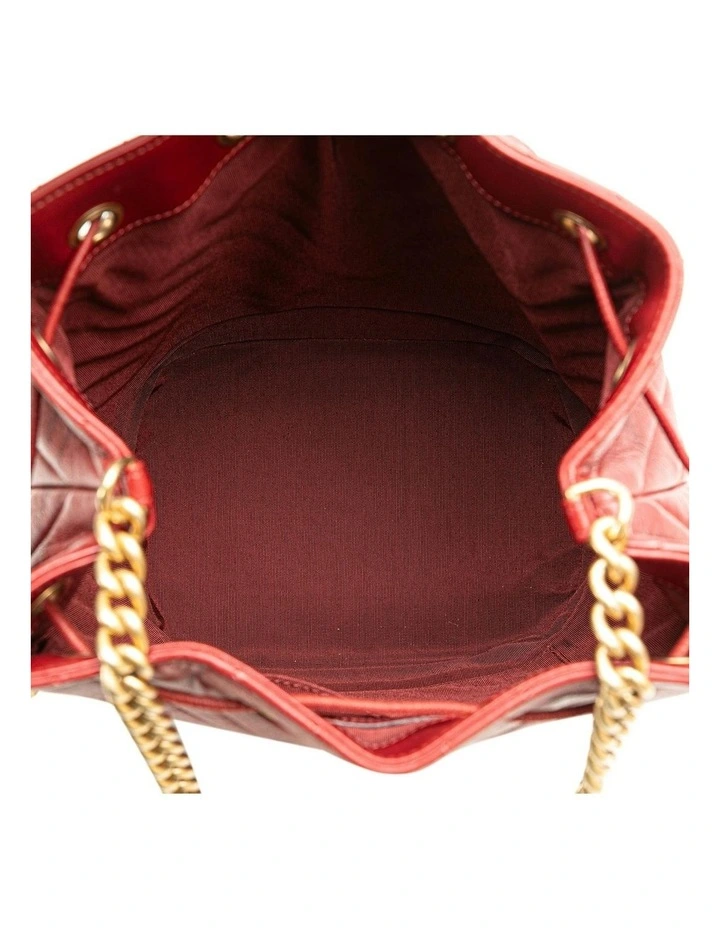 Chevron Quilted Lambskin Bucket Bag with Chain Strap Pre-Loved image 4