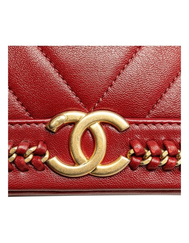 Chevron Quilted Lambskin Bucket Bag with Chain Strap Pre-Loved image 7