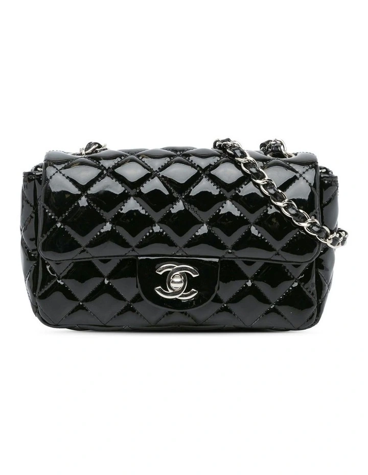 Mini Rectangular Classic Patent Single Flap Bag with Chain Strap Pre-Loved image 1