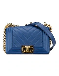Small Chevron Lambskin Quilted Flap Bag with Chain Strap Pre-Loved