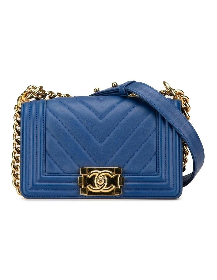 Small Chevron Lambskin Quilted Flap Bag with Chain Strap Pre-Loved image 1