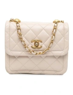 Quilted Lambskin Flap Bag with Chain Strap and CC Turn Lock Closure Pre-Loved