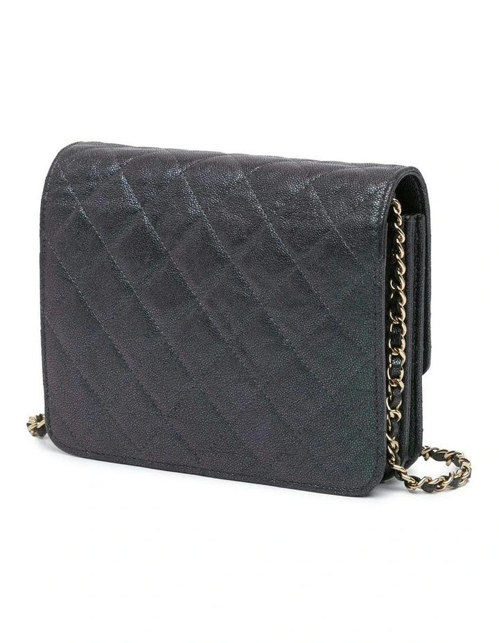 Quilted Leather Wallet on Chain with Woven Strap Pre-Loved image 2