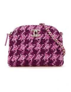 Tweed Houndstooth Clutch with Chain Strap Pre-Loved