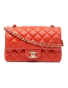Mini Rectangular Classic Lambskin Single Flap Bag with Chain Shoulder Strap Pre-Loved