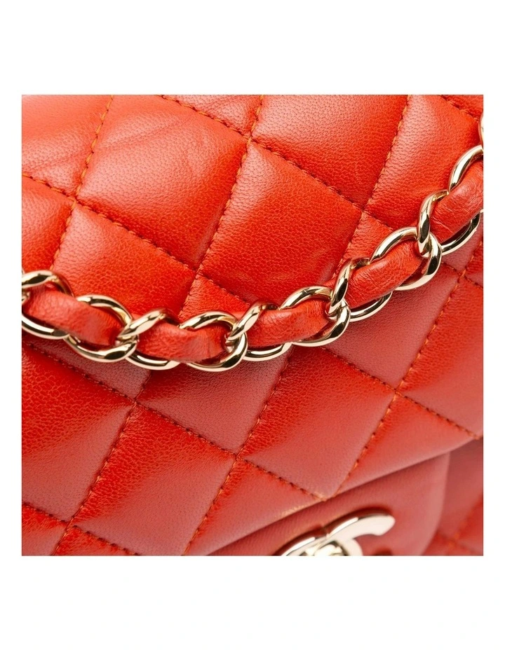 Mini Rectangular Classic Lambskin Single Flap Bag with Chain Shoulder Strap Pre-Loved image 6