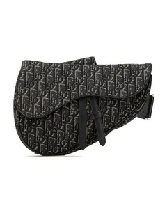 Oblique Canvas Saddle Crossbody Bag with Adjustable Strap and Magnetic Closure Pre-Loved