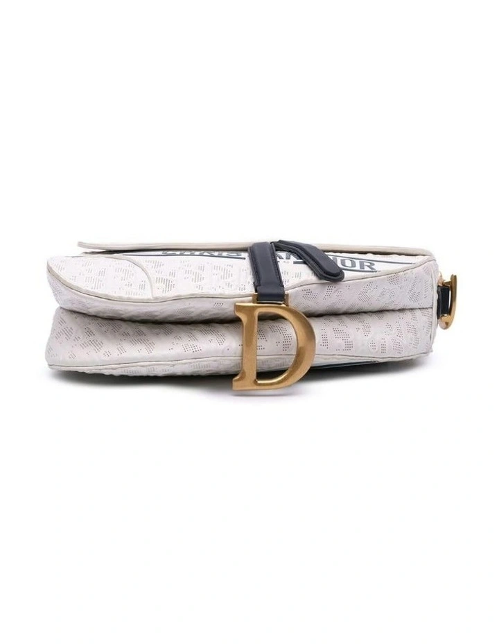 Perforated Embossed Leather Saddle Bag with Detachable Strap Pre-Loved image 3