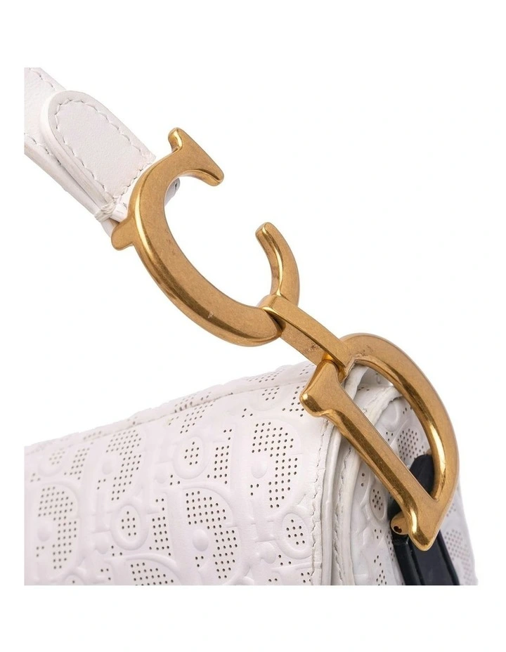 Perforated Embossed Leather Saddle Bag with Detachable Strap Pre-Loved image 7