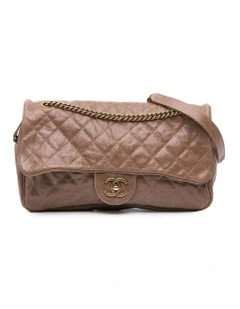 Large Quilted Leather Flap Bag with Chain Strap and CC Turn Lock Closure Pre-Loved