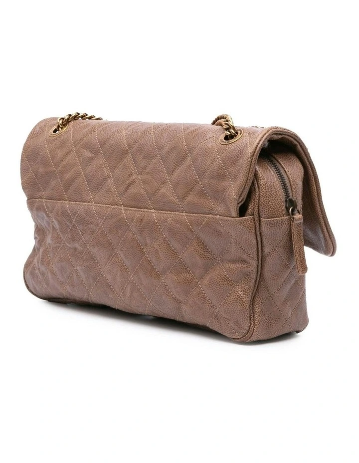 Large Quilted Leather Flap Bag with Chain Strap and CC Turn Lock Closure Pre-Loved image 2