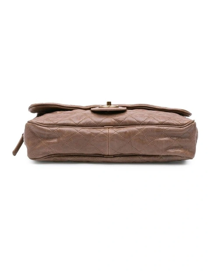 Large Quilted Leather Flap Bag with Chain Strap and CC Turn Lock Closure Pre-Loved image 3