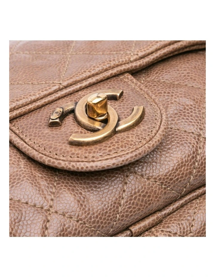 Large Quilted Leather Flap Bag with Chain Strap and CC Turn Lock Closure Pre-Loved image 7