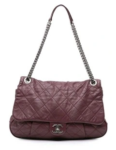 Quilted Calfskin Coco Pleats Flap Shoulder Bag Pre-Loved