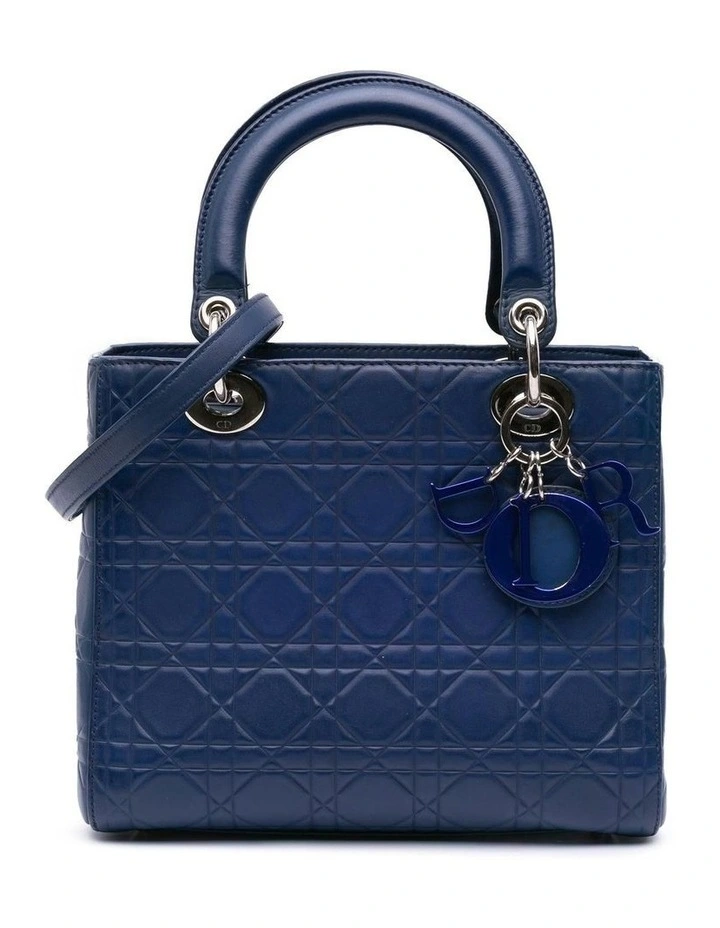 Medium Ultra Matte Calfskin Embossed Cannage Handbag with Detachable Strap Pre-Loved image 1