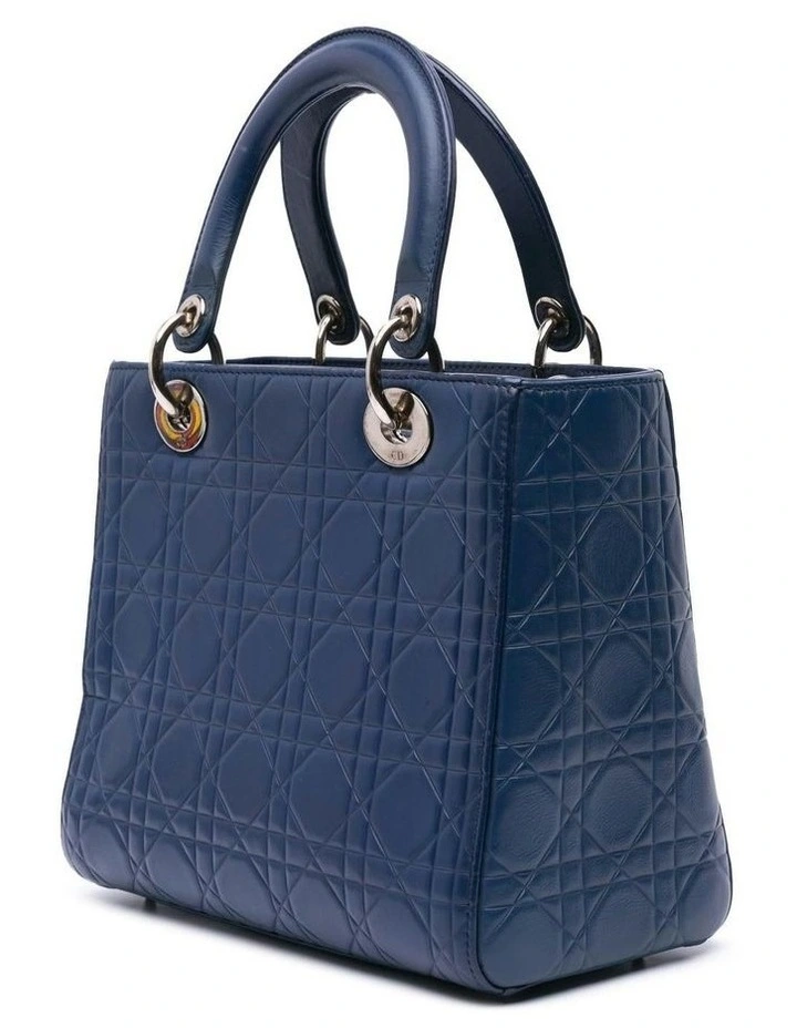 Medium Ultra Matte Calfskin Embossed Cannage Handbag with Detachable Strap Pre-Loved image 2