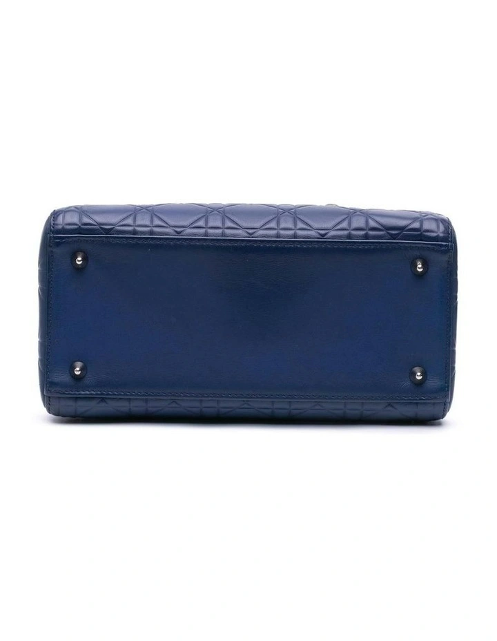 Medium Ultra Matte Calfskin Embossed Cannage Handbag with Detachable Strap Pre-Loved image 3